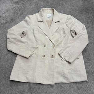 Gilli Linen Double Breasted Blazer Jacket Womens Small Beige Cream Linen Blend